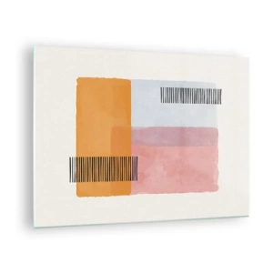 Cuadro sobre vidrio - Impresiones sobre Vidrio - Rectángulos abstractos con líneas en estilo minimalista. - 70x50cm - La rectitud - Decoración de pared moderna para salón y dormitorio ARTTOR
