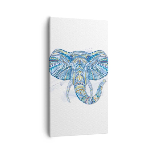 Cuadro sobre lienzo - Impresión de Imagen - Con incrustaciones de oro y azul - 55x100 cm