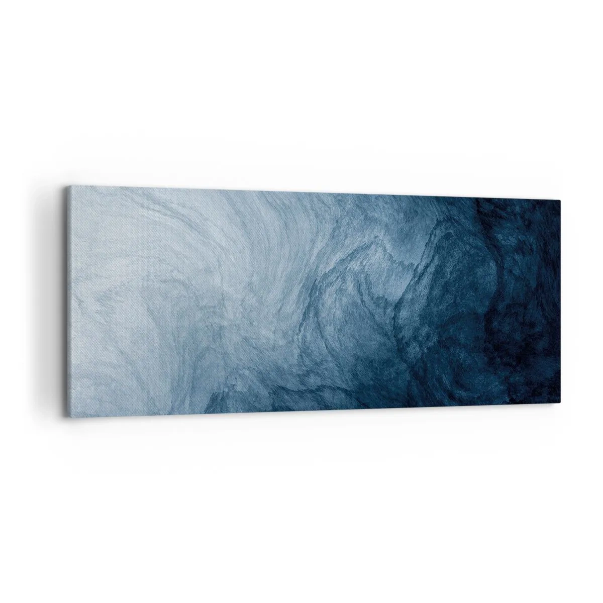 Cuadro sobre lienzo - Impresión de Imagen - Una composición abstracta en tonos azules y azul marino. - 120x50cm - En las profundidades - Decoración de pared moderna para salón y dormitorio ARTTOR