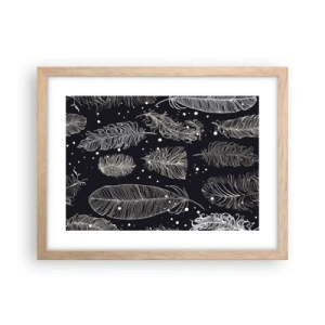 Póster en marco roble claro - Encaje de plumas - 40x30 cm
