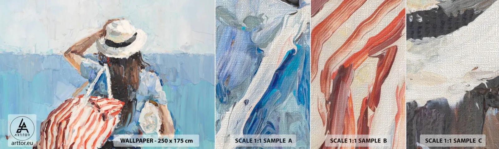 Muestra de fotomural Premium Canvas - Bienvenida a tus vacaciones - Playa, Mujer, Náutico - 100x30 cm