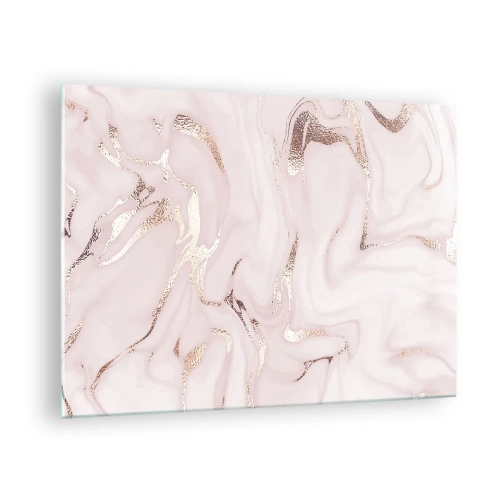 Cuadro sobre vidrio - Impresiones sobre Vidrio - Patrón de mármol abstracto de oro rosa - 70x50cm - En rosa - Decoración de pared moderna para salón y dormitorio ARTTOR