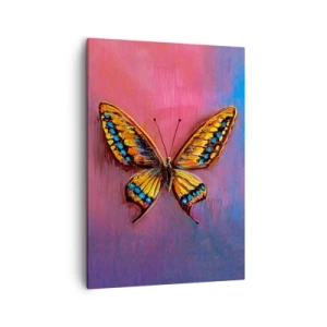 Cuadro sobre lienzo - Impresión de Imagen - Mariposa colorida sobre un fondo abstracto - 50x70cm - Una joya de la naturaleza - Decoración de pared moderna para salón y dormitorio ARTTOR
