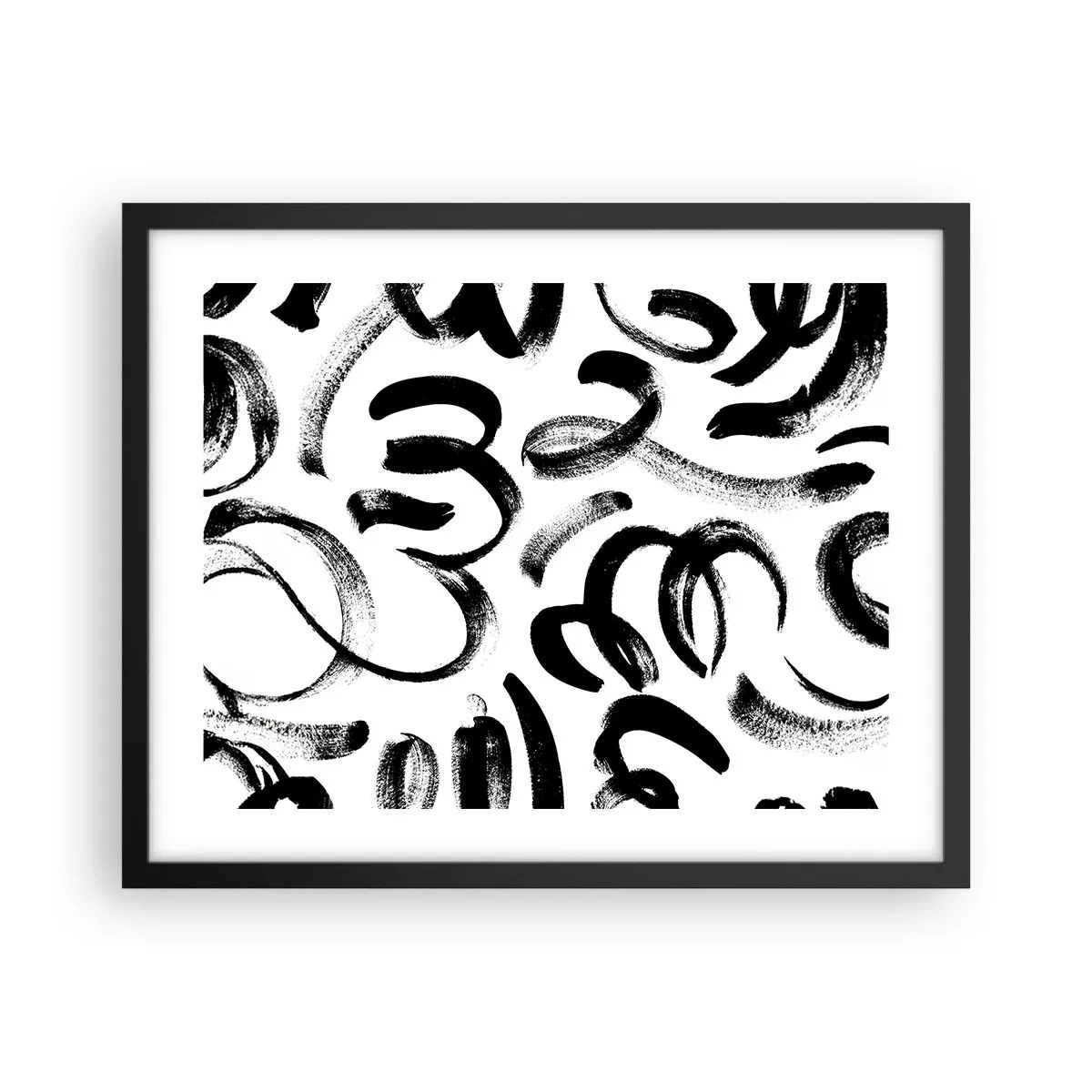 Póster en marco negro - Negro sobre blanco - 50x40 cm