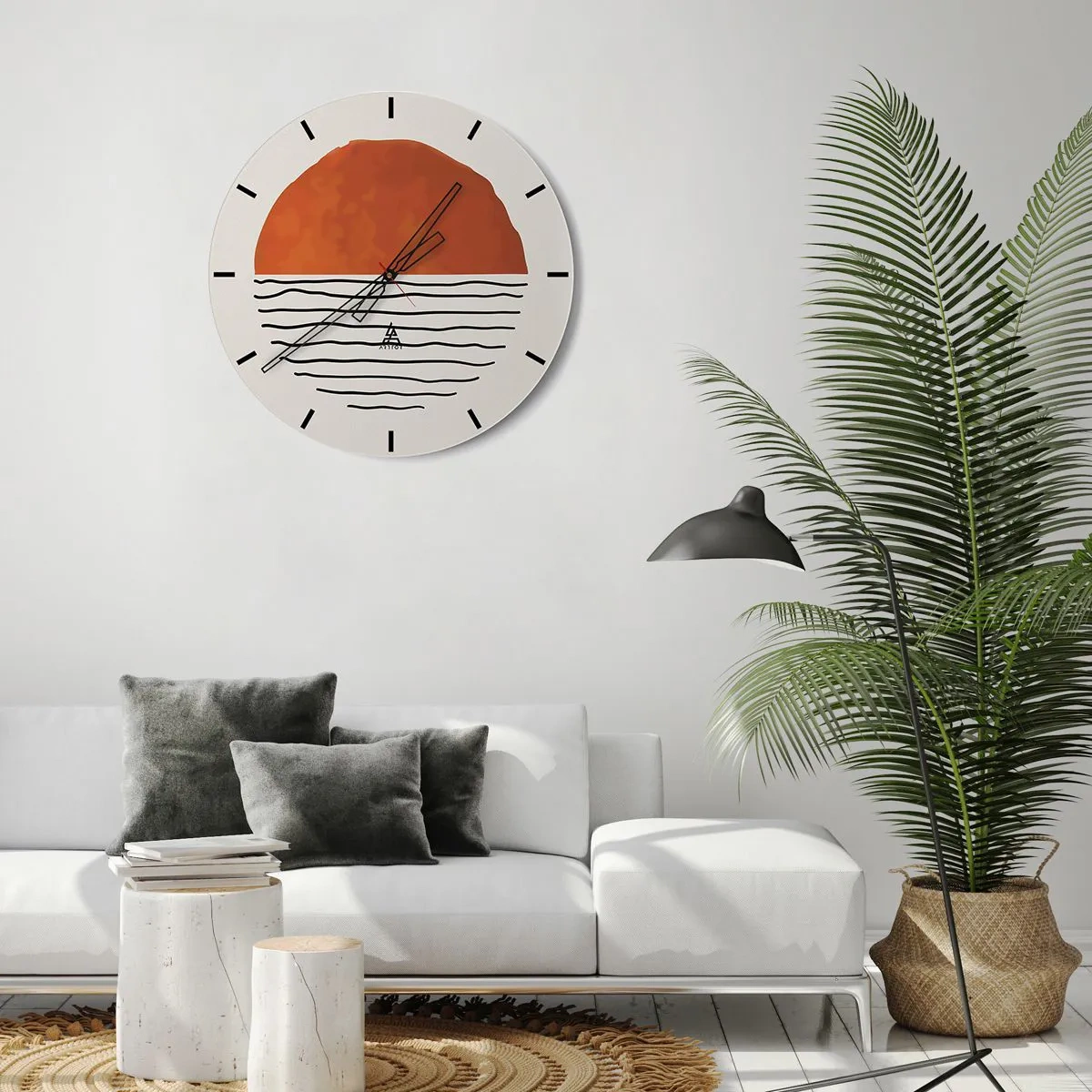 Reloj de pared - Reloj de vidrio - En un ambiente japonés - 40x40 cm