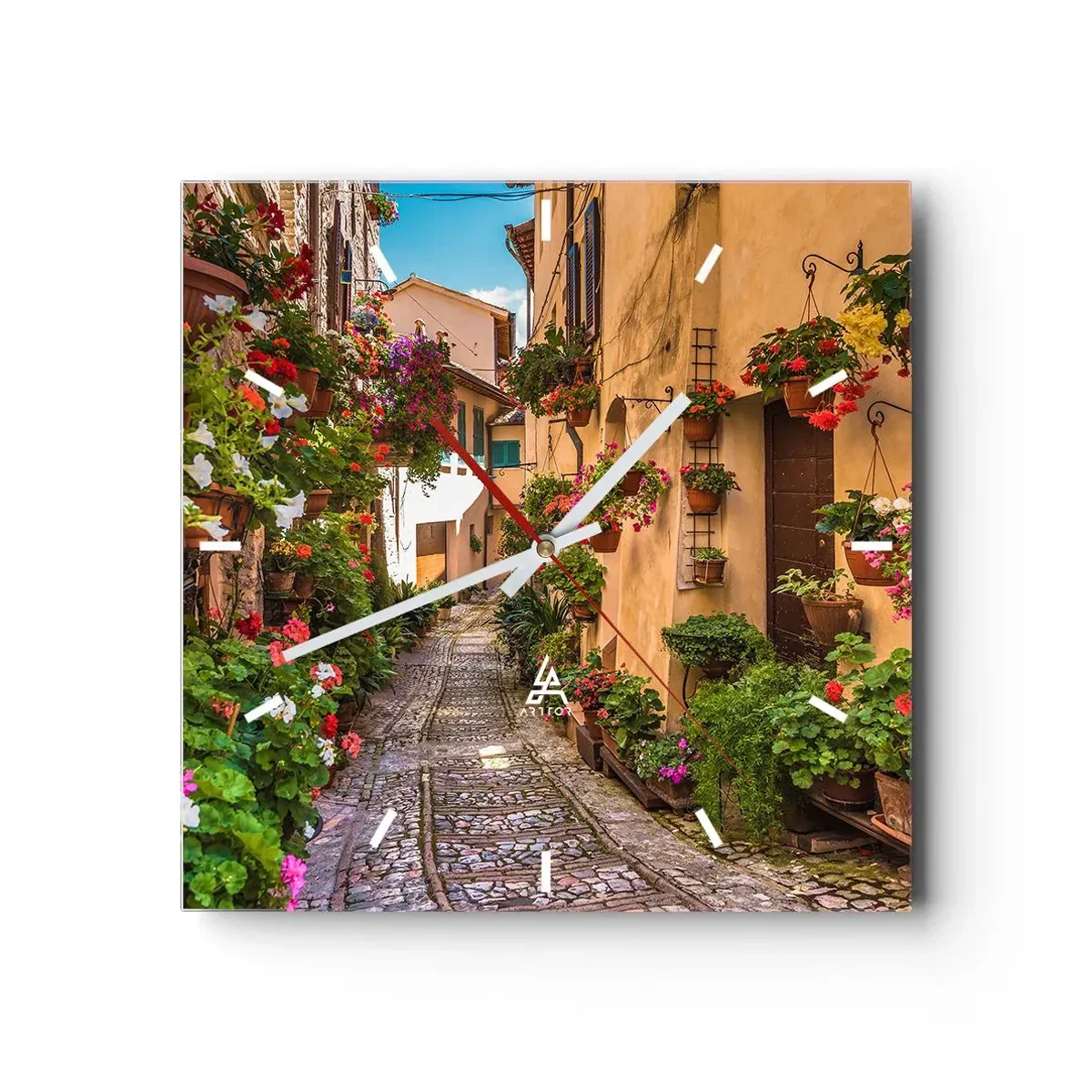 Reloj de pared - Reloj de vidrio - Callejón italiano - 40x40 cm