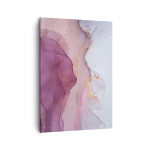 Cuadro sobre lienzo - Impresión de Imagen - Una composición abstracta en tonos morados y dorados. - 50x70cm - Olas de lila y púrpura - Decoración de pared moderna para salón y dormitorio ARTTOR