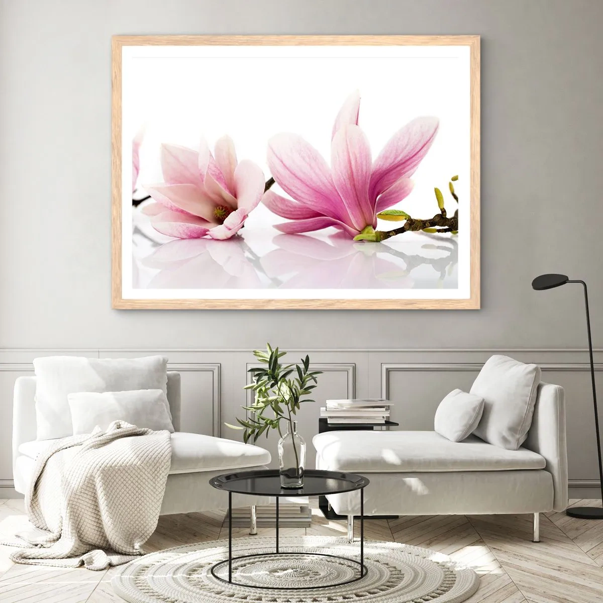 Póster en marco roble claro - Suave como un soplo de primavera - 50x40 cm