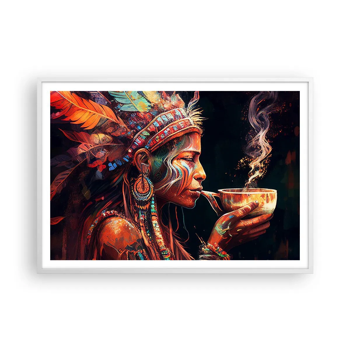 Póster en marco blanco - Un ritual mágico - 100x70 cm