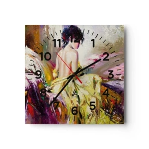 Reloj de pared - Reloj de vidrio - La hermosura y frescura de la flor - 30x30 cm