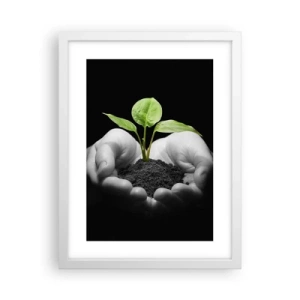 Póster en marco blanco - Amo la naturaleza, la protejo - 30x40 cm