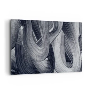 Cuadro sobre lienzo - Impresión de Imagen - Abstracción en blanco y negro con pinceladas dinámicas. - 100x70cm - La fluidez de la realidad - Decoración de pared moderna para salón y dormitorio ARTTOR