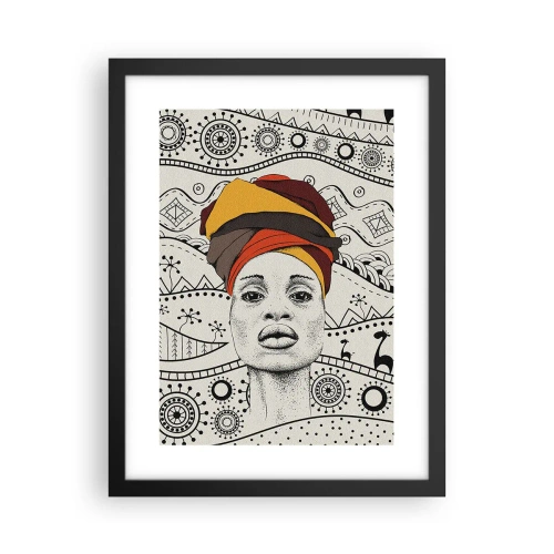 Póster en marco negro - Retrato africano - 30x40 cm