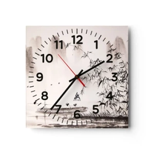 Reloj de pared - Reloj de vidrio - El silencio de los arrozales - 40x40 cm