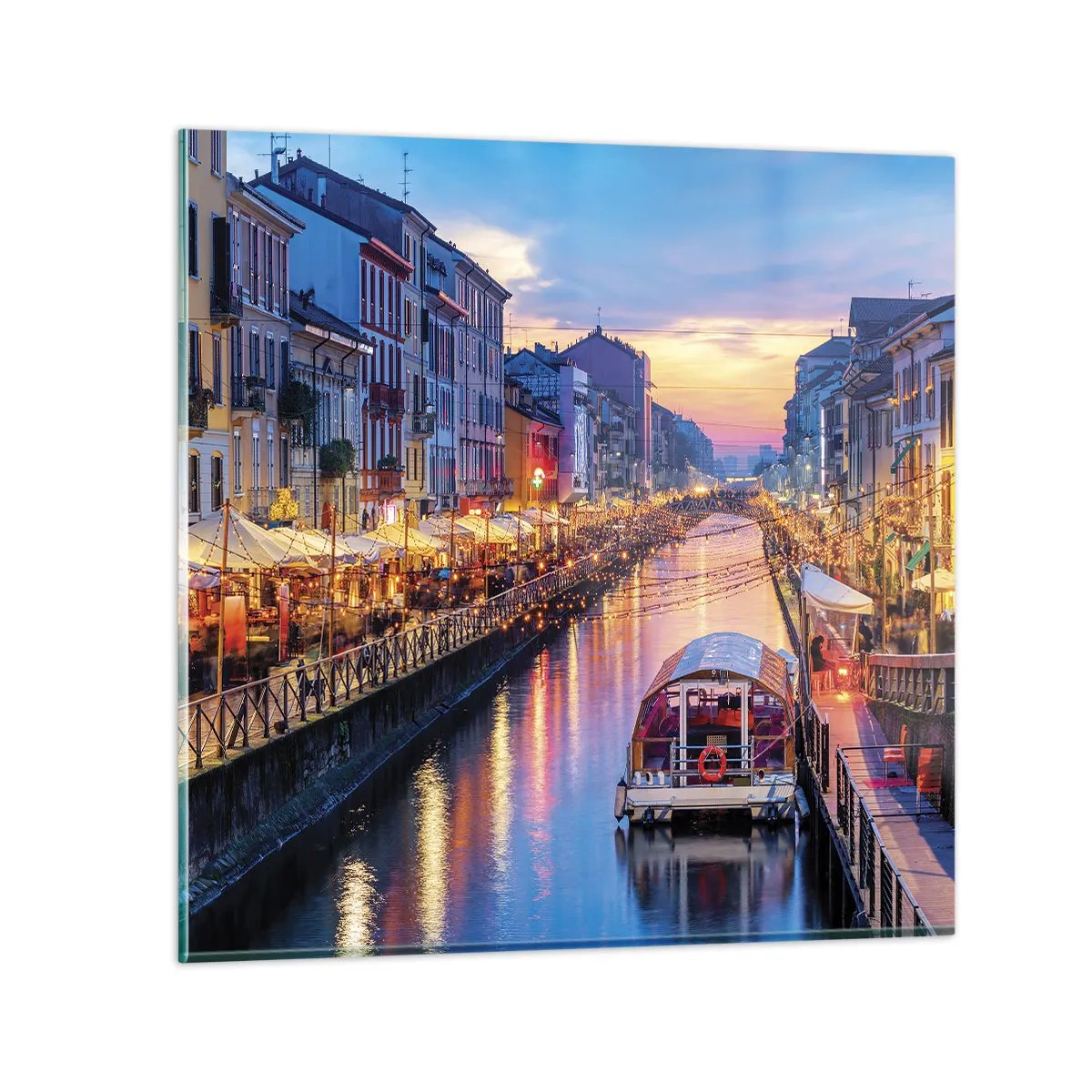 Cuadro sobre vidrio - Impresiones sobre Vidrio - Una noche de luz y diversión - 40x40 cm