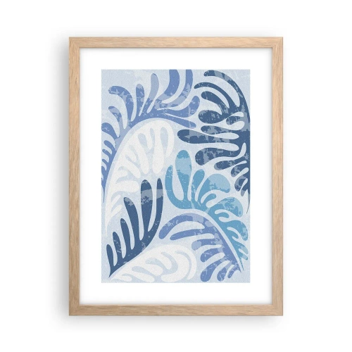 Póster en marco roble claro - Helechos azules - 30x40 cm