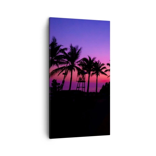 Cuadro sobre lienzo - Impresión de Imagen - Atardecer bajo las palmeras - 45x80 cm
