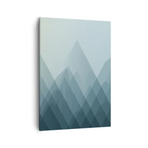 Cuadro sobre lienzo - Impresión de Imagen - Gráficos de montaña minimalistas en tonos azules. - 50x70cm - Grande, mayor, el mayor - Decoración de pared moderna para salón y dormitorio ARTTOR
