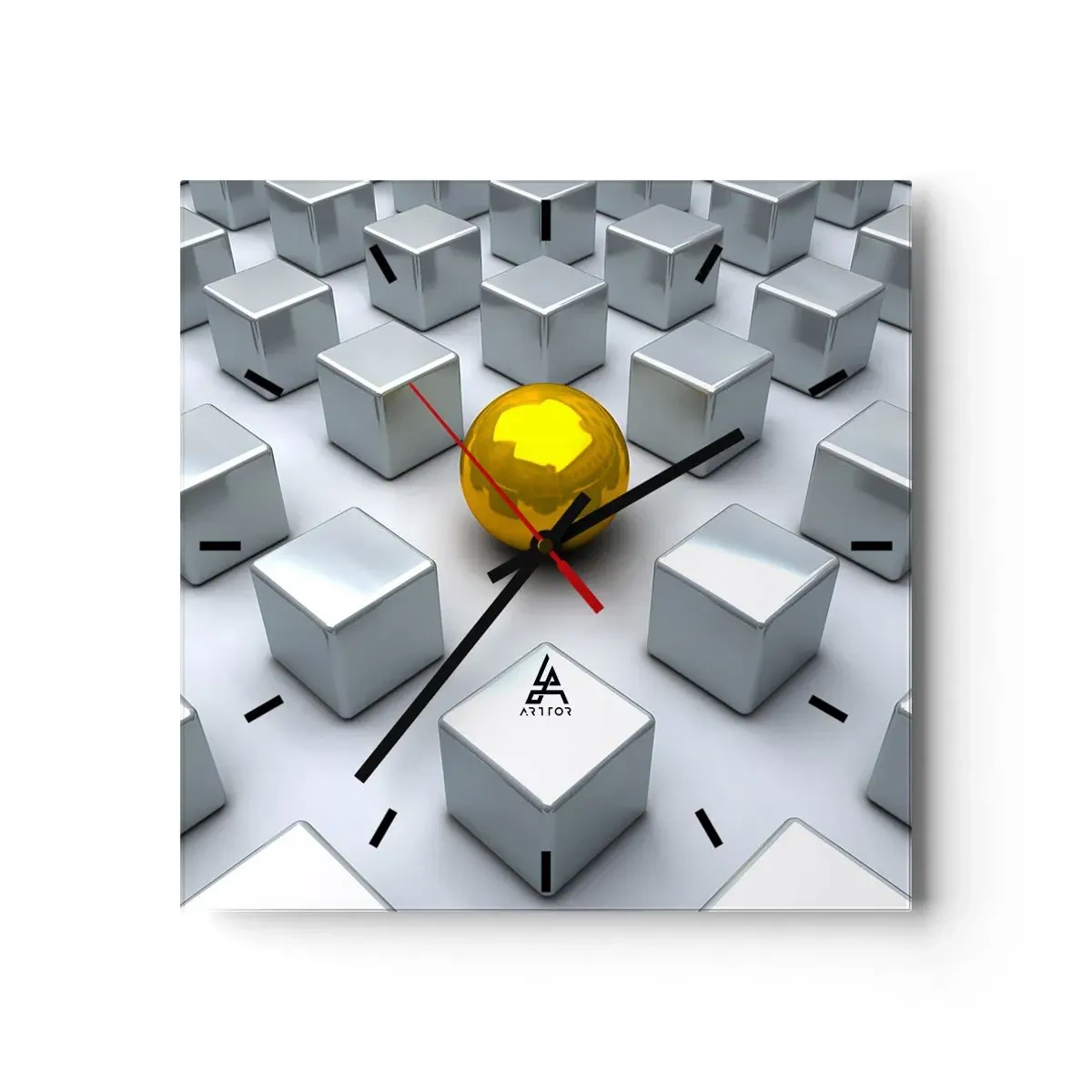 Reloj de pared - Reloj de vidrio - ¿Por qué yo? Composición geométrica - 40x40 cm