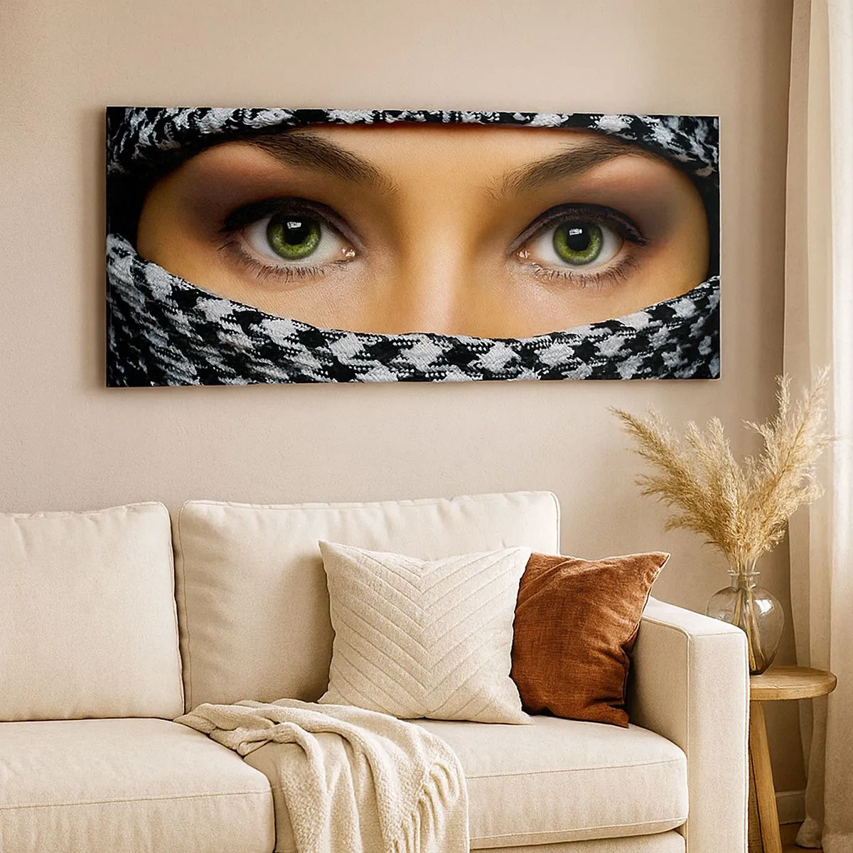 Cuadro sobre lienzo - Impresión de Imagen - Hermosa mirada de ojos verdes - 100x40 cm