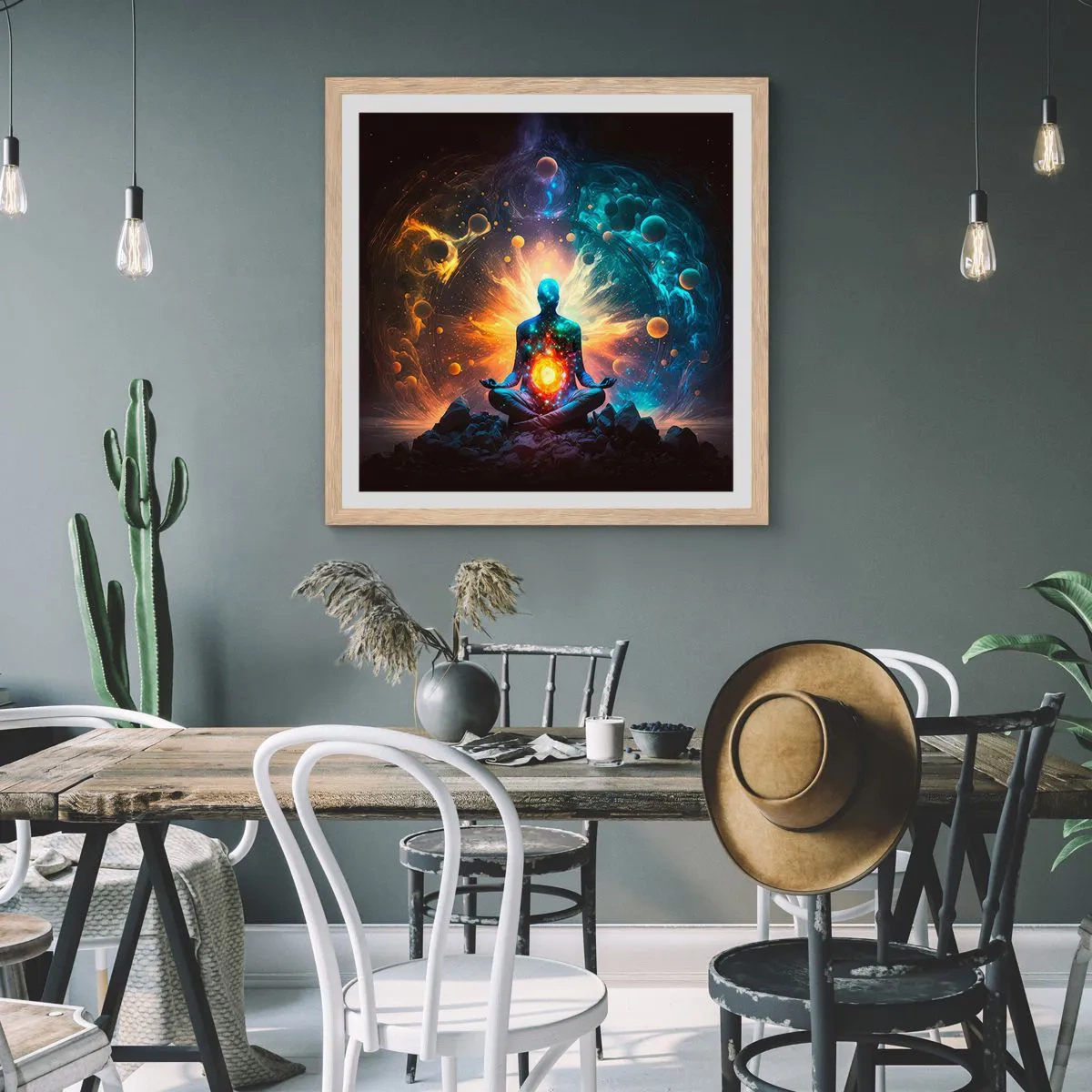 Póster en marco roble claro - Tranquilidad cósmica - 50x50 cm