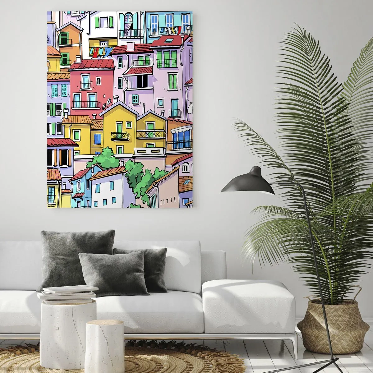Cuadro sobre vidrio - Impresiones sobre Vidrio - Ciudad alegre - 50x70 cm