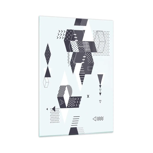 Cuadro sobre vidrio - Impresiones sobre Vidrio - Gráficos geométricos modernos en tonos blanco y azul marino. - 80x120cm - Las matemáticas en el alma - Decoración de pared moderna para salón y dormitorio ARTTOR