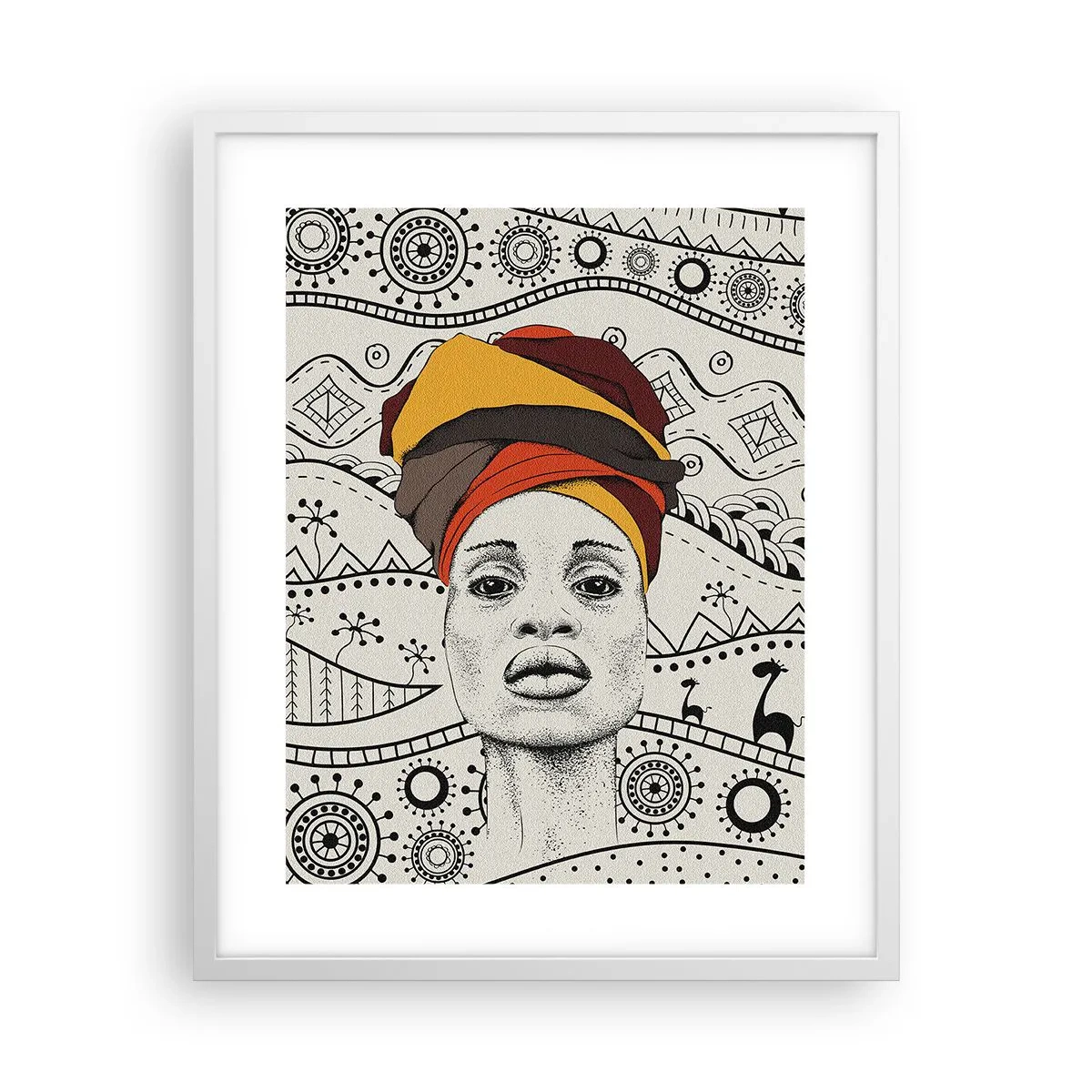 Póster en marco blanco - Retrato africano - 40x50 cm