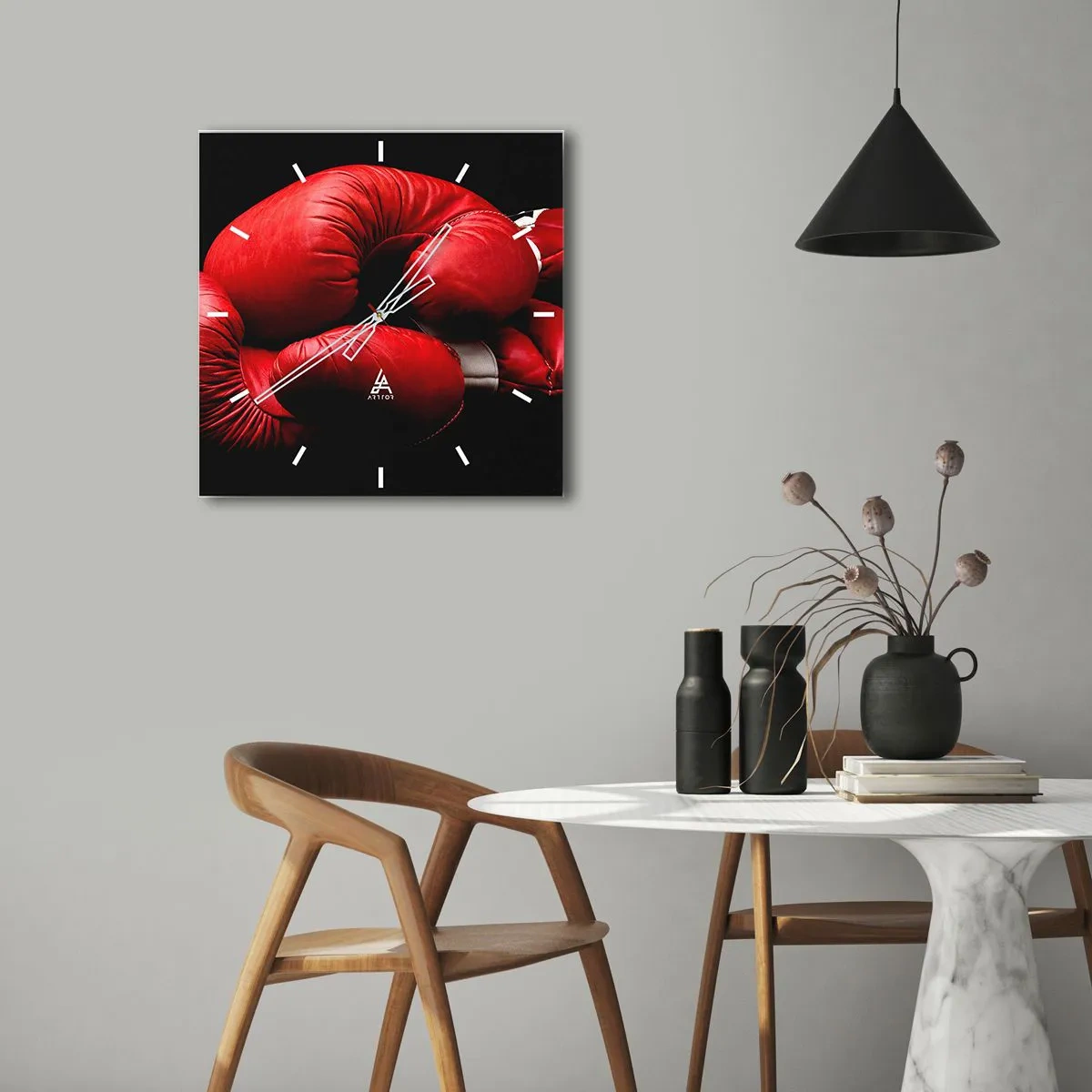 Reloj de pared - Reloj de vidrio - La emoción del combate quedó atrás - 40x40 cm