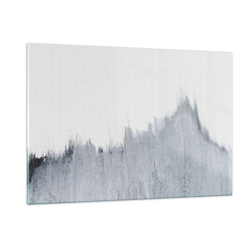 Cuadro sobre vidrio - Impresiones sobre Vidrio - Una composición abstracta en tonos de gris que recuerda a un disco sobre un fondo blanco. - 120x80cm - Una señal misteriosa - Decoración de pared moderna para salón y dormitorio ARTTOR