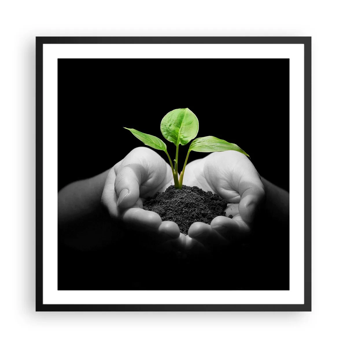 Póster en marco negro - Amo la naturaleza, la protejo - 60x60 cm