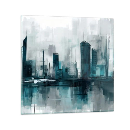 Cuadro sobre vidrio - Impresiones sobre Vidrio - Ciudad color lluvia - 30x30 cm