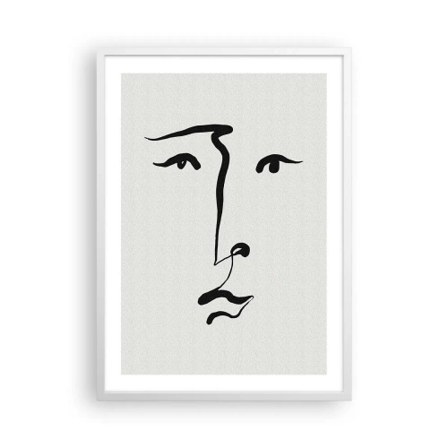 Póster en marco blanco - Retrato en una línea - 50x70 cm