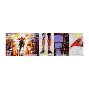 Muestra de fotomural Premium Sand - Juntos a través de la noche y la lluvia - Abstracción, Pareja enamorada, Caminar en la lluvia - 100x30 cm