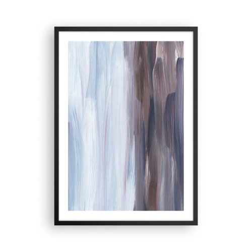 Póster en marco negro - Pinceladas abstractas en tonos azules y marrones - 50x70cm - Elementos: agua - Decoración de pared moderna para salón y dormitorio ARTTOR