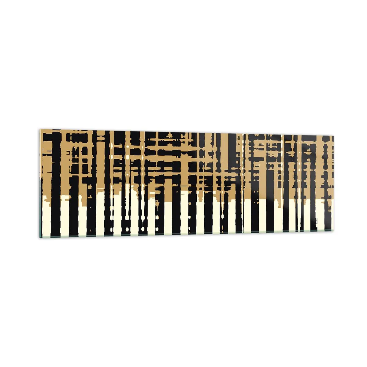 Cuadro sobre vidrio - Impresiones sobre Vidrio - Líneas abstractas en negro, beige y blanco. - 160x50cm - Abstracción arquitectónica - Decoración de pared moderna para salón y dormitorio ARTTOR