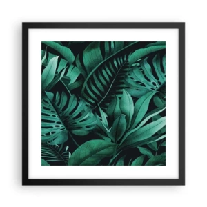 Póster en marco negro - Profundidad del verde tropical - 40x40 cm