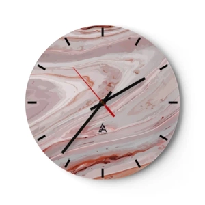 Reloj de pared - Reloj de vidrio - Un patrón abstracto similar al mármol en tonos beige y rosa. - 30x30cm - Rosa líquido - Decoración de pared moderna para salón, cocina y dormitorio ARTTOR