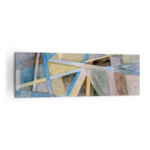 Cuadro sobre lienzo - Impresión de Imagen - Composición geométrica con líneas claras y azules. - 160x50cm - ¿Recto o inclinado? - Decoración de pared moderna para salón y dormitorio ARTTOR