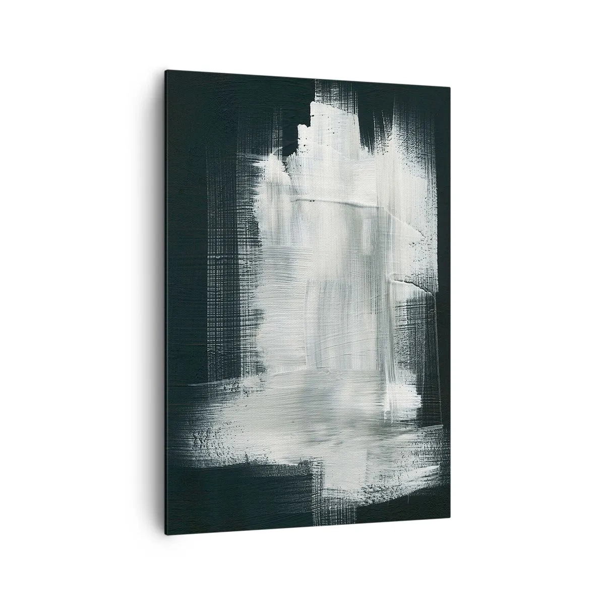Cuadro sobre lienzo - Impresión de Imagen - Trazos abstractos blancos sobre un fondo oscuro - 70x100cm - Tejido vertical y horizontal - Decoración de pared moderna para salón y dormitorio ARTTOR
