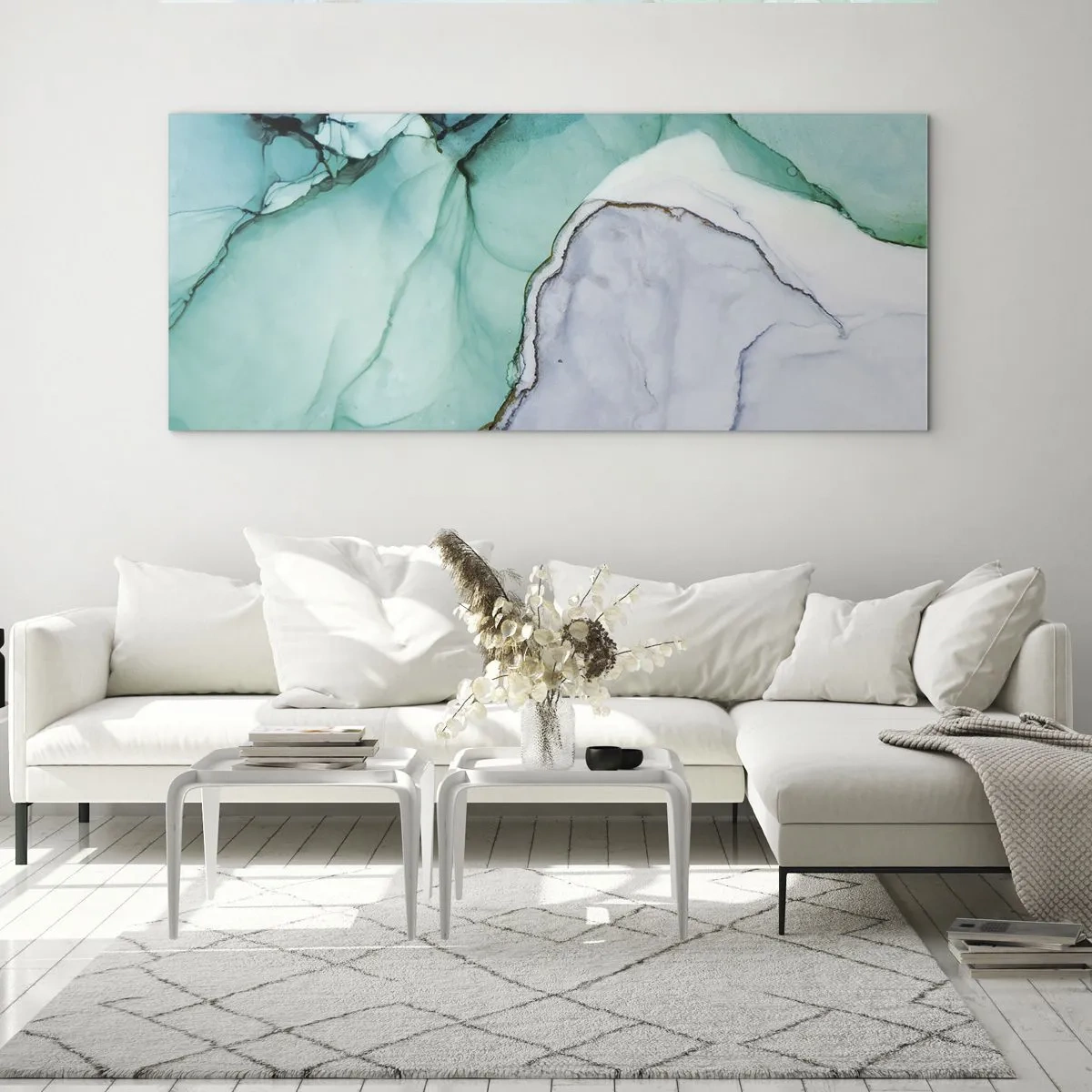 Cuadro sobre vidrio - Impresiones sobre Vidrio - Estudio en turquesa - 100x40 cm