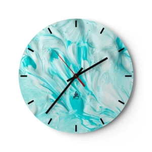 Reloj de pared - Reloj de vidrio - Patrón abstracto en tonos turquesa y blanco. - 30x30cm - Juntos para siempre - Decoración de pared moderna para salón, cocina y dormitorio ARTTOR