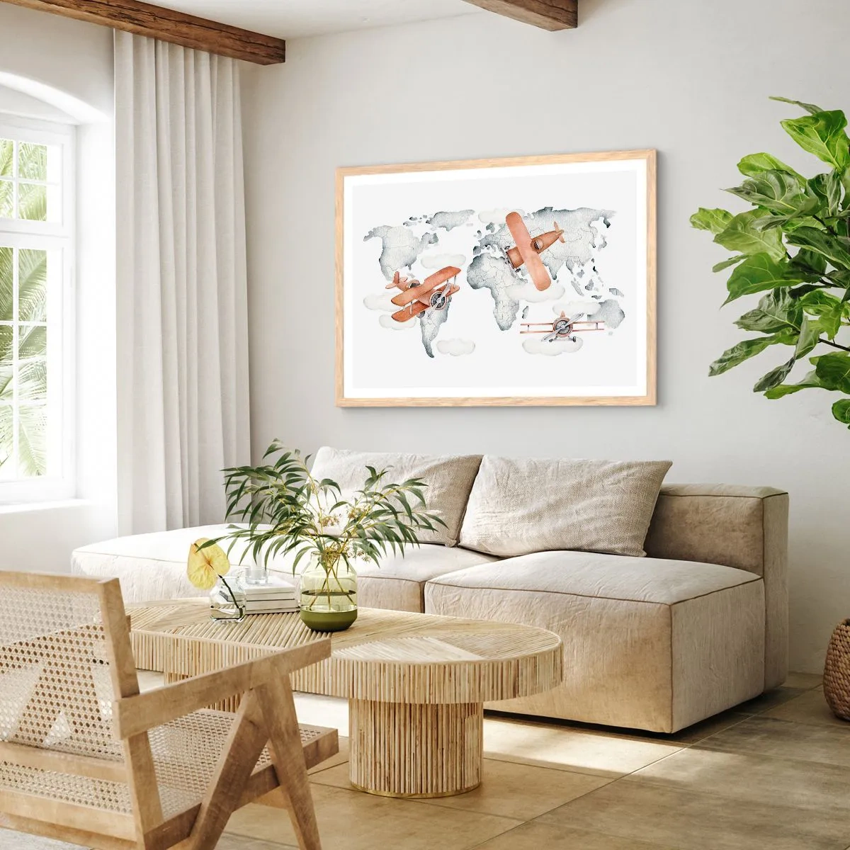 Póster en marco roble claro - Con espíritu pionero - 91x61 cm