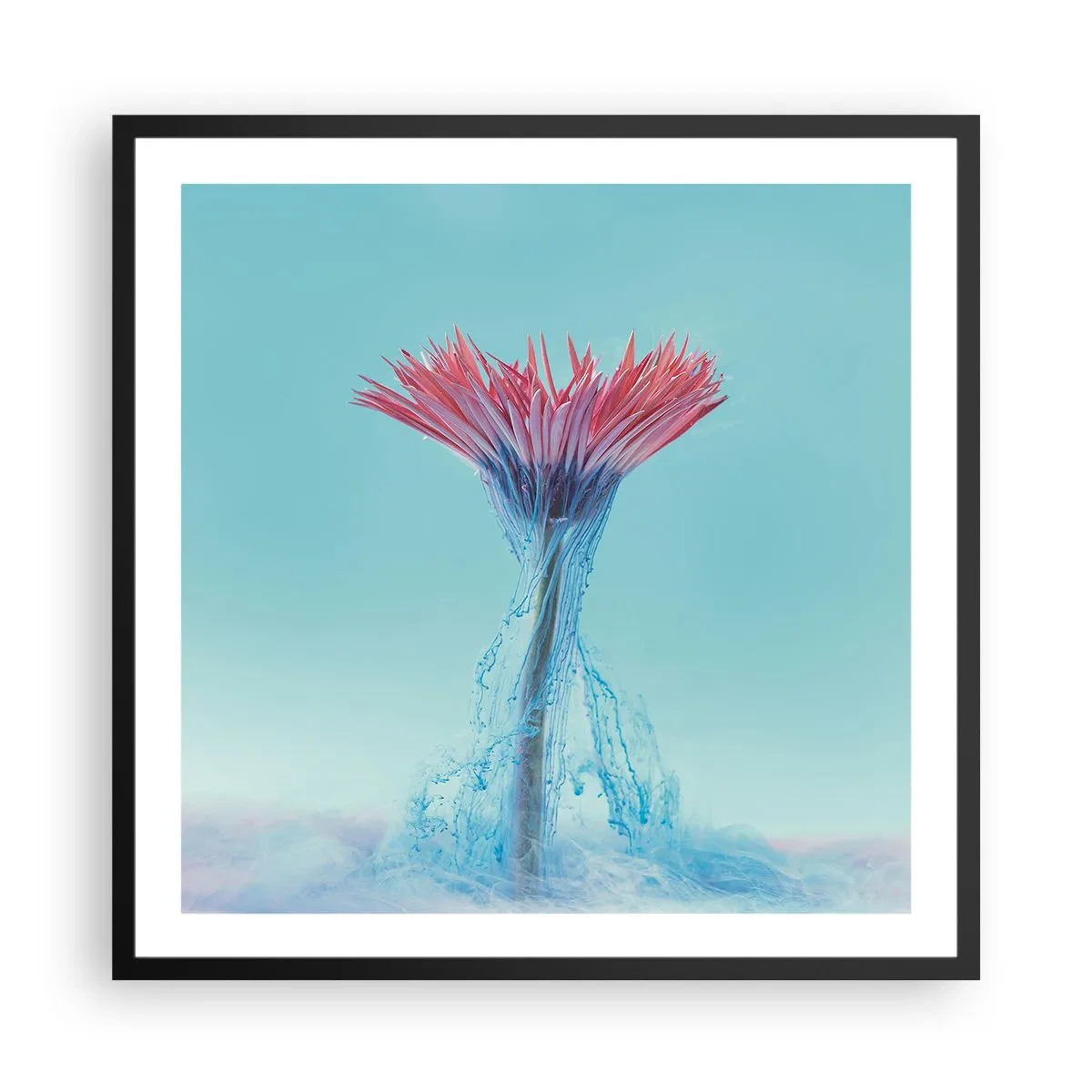 Póster en marco negro - En un abrazo vigorizante - 60x60 cm