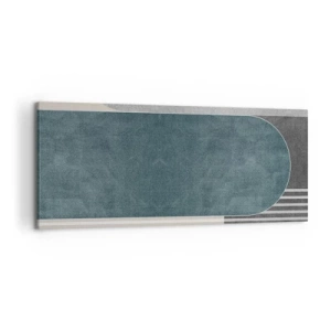 Cuadro sobre lienzo - Impresión de Imagen - Abstracción geométrica en tonos grises y verdes. - 120x50cm - Composición horizontal - Decoración de pared moderna para salón y dormitorio ARTTOR