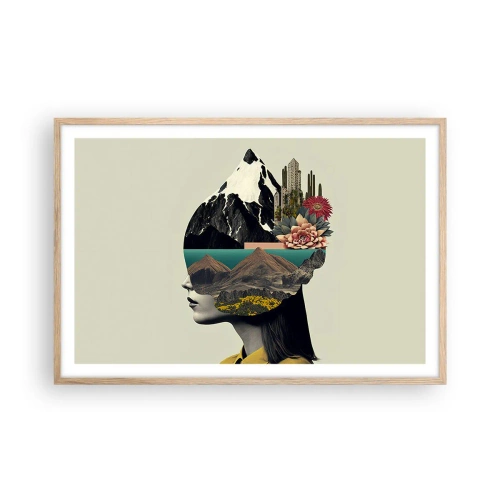 Póster en marco roble claro - La mujer, siempre un misterio - 91x61 cm