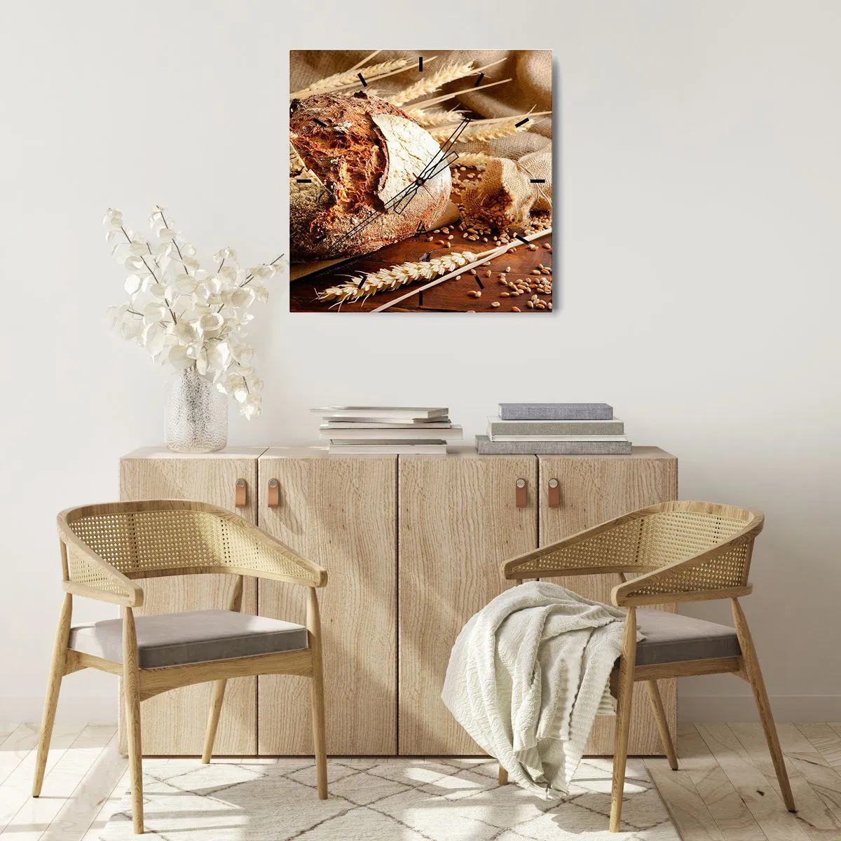 Reloj de pared - Reloj de vidrio - Apetitoso, fragante, crujiente - 40x40 cm