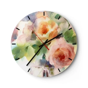 Reloj de pared - Reloj de vidrio - Delicado como una acuarela - 40x40 cm