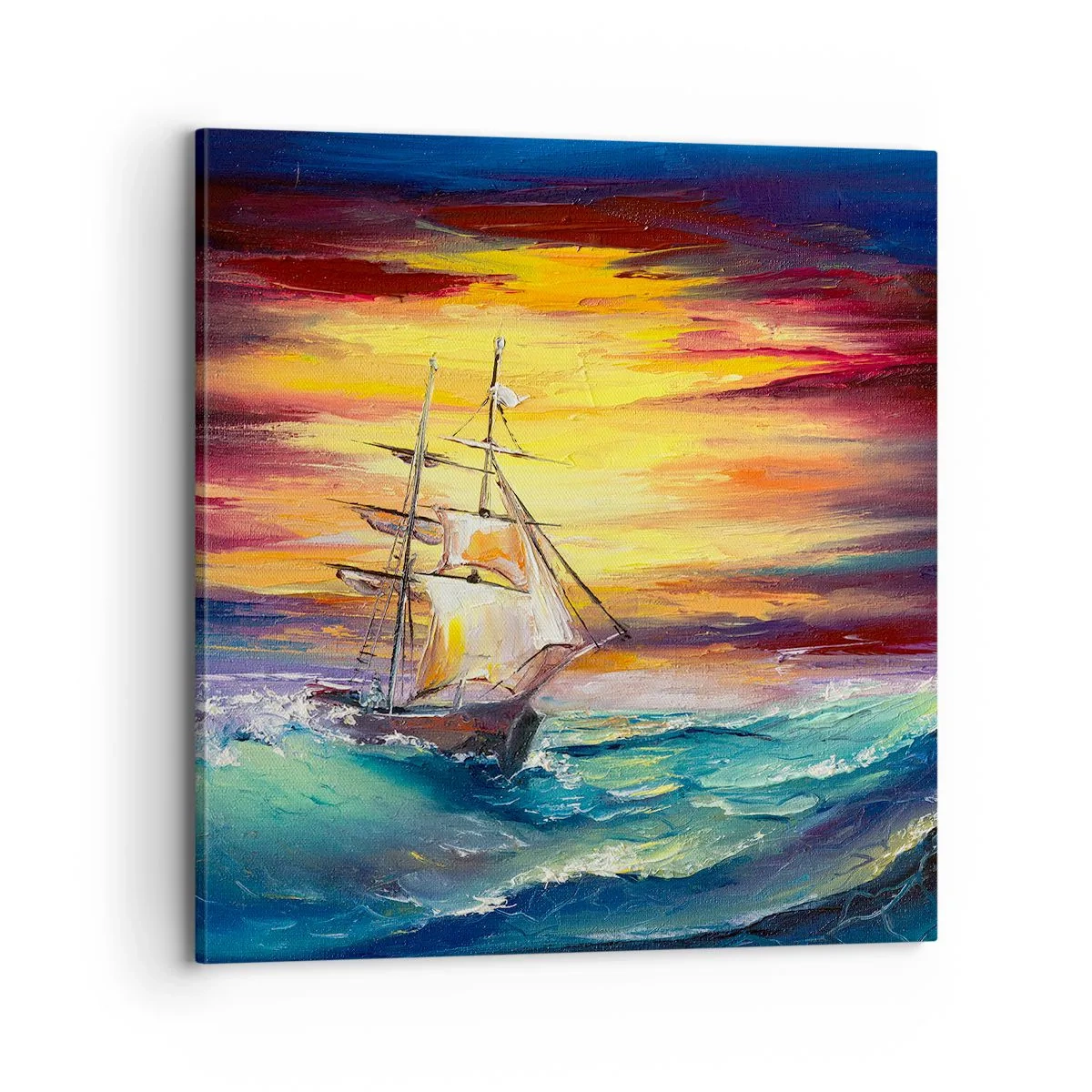 Cuadro sobre lienzo - Impresión de Imagen - Valientemente surcando las olas - 70x70 cm