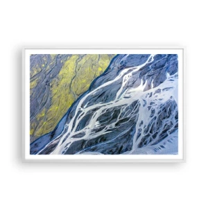 Póster en marco blanco - Las pinturas rupestres de la naturaleza - 100x70 cm